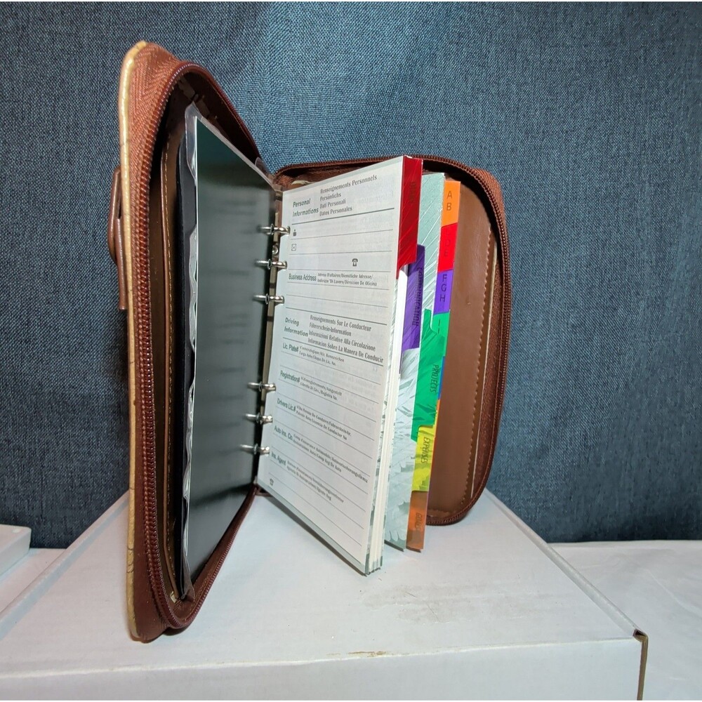 Vintage Philippe Amiel 6 Ring Planner Map Print Zipper Wallet Phone Pouch Y2K - Picture 11 of 16